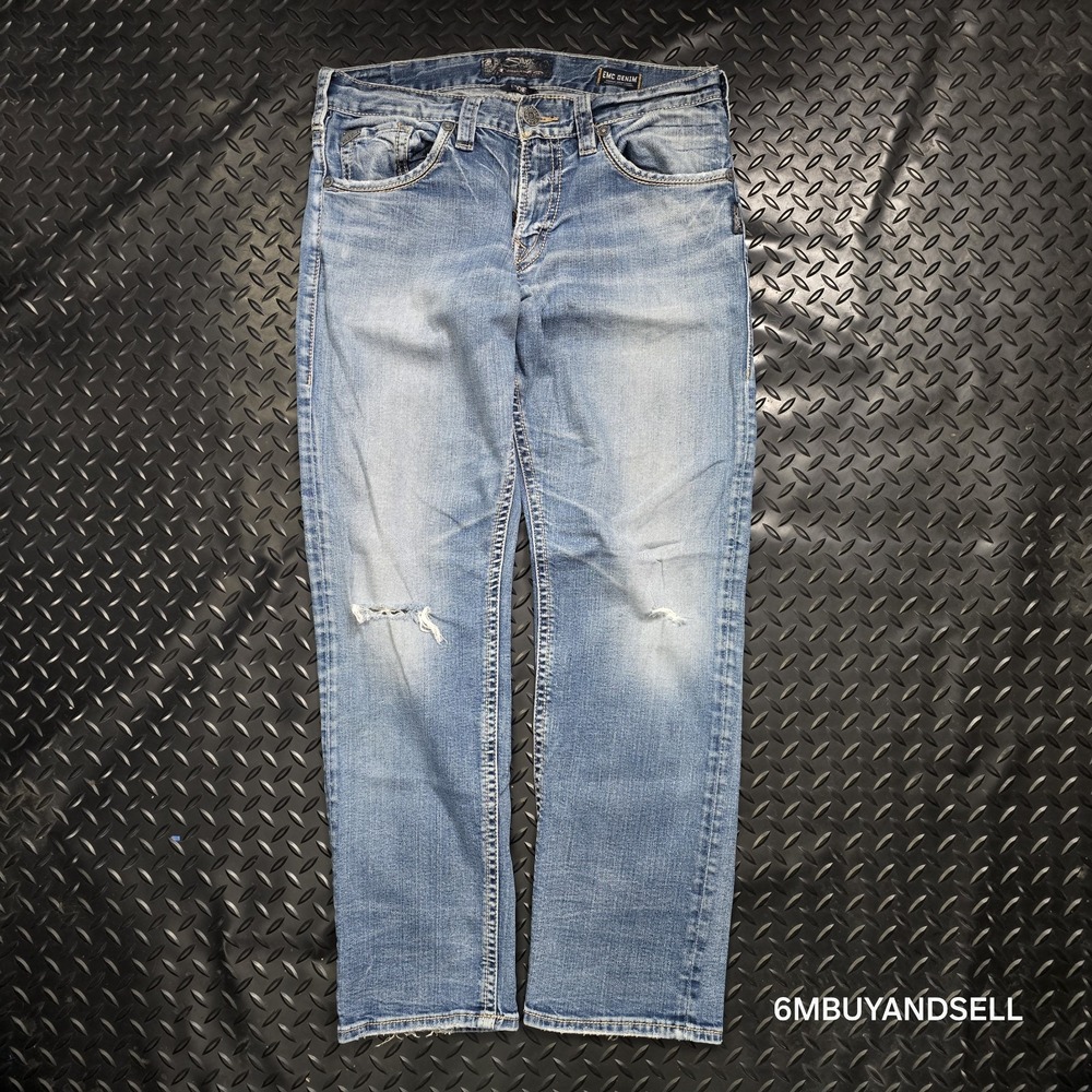 Silver Jeans Co‎ Eddie EMC Light Wash Distressed Y2K Mens Denim